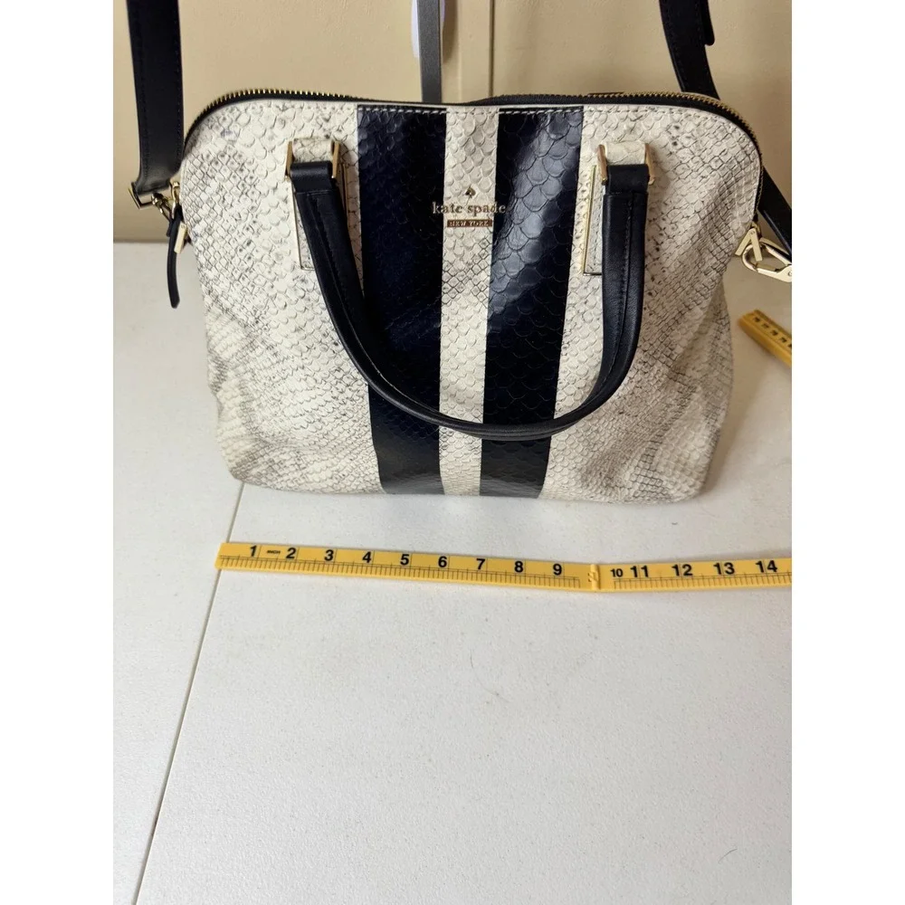 Kate Spade Satchel Handbag Snake Print‎ Black Stripe Crossbody Bag